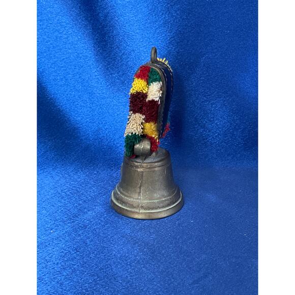 Vintage Small Swiss Glocken Style Brass and Leather Fringed Cow Bell - Picture 2 of 7